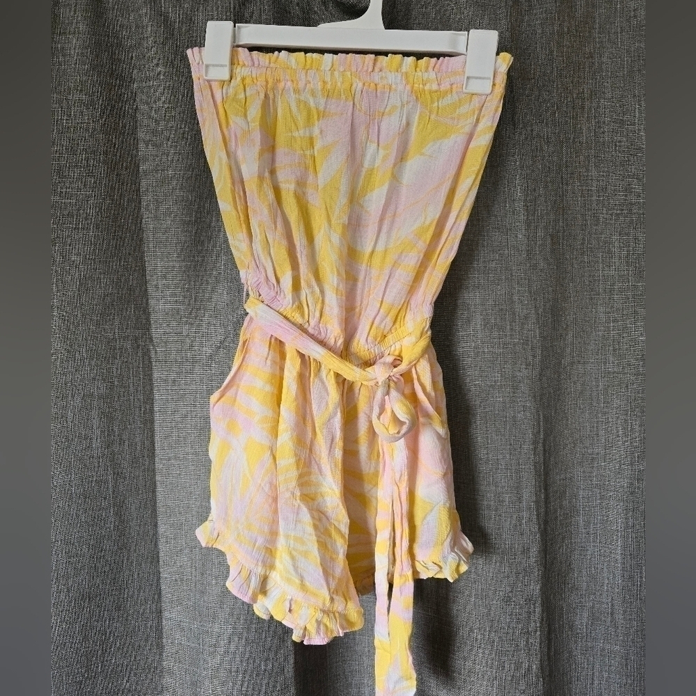 Billabong Flower Days Sleeveless Romper Women Size Small Yellow Ruffles